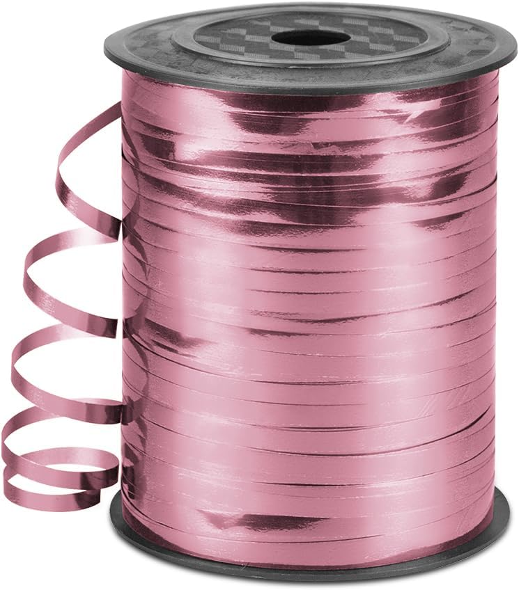 HimBen 500 Yards Curling Ribbon for Gift Wrapping, 3/16" Balloon String for Christmas Valentine Birthday Wedding Party Festival Decoration, Crafts, Flower Bouquet(Metallic Pink) - Image 1